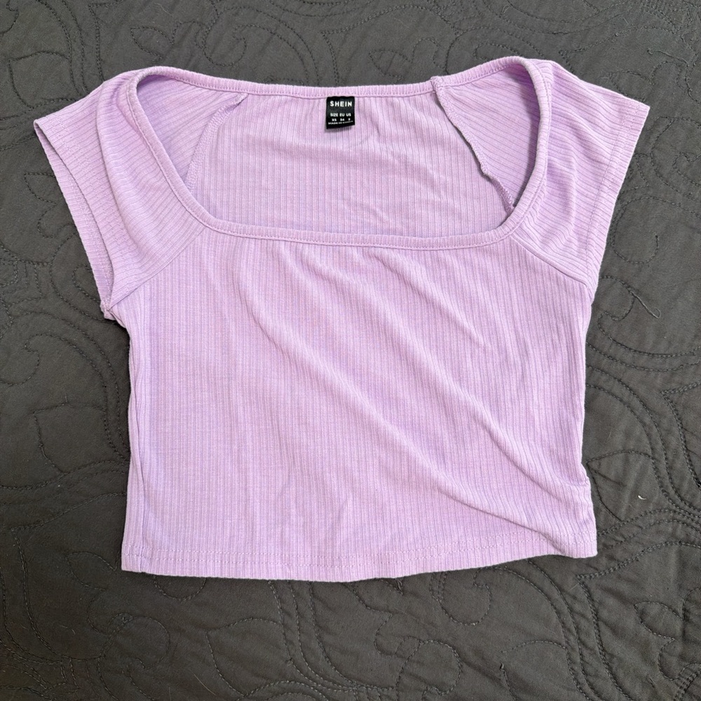 Lilac Ribbed Women's Crop Top